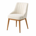 Gepolsterter Stuhl mit Bouclé-Bezug in Creme und Naturholzbeinen, 58 × 62 × 88 cm