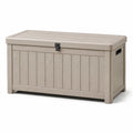 Beige Kunststoff-Aufbewahrungsbox mit Klappdeckel, 120 × 60 × 63 cm