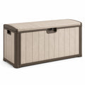 Aufbewahrungsbox für den Außenbereich mit Deckel, Kunststoff in Holzoptik, Beige/Braun, 120 × 60 × 63 cm