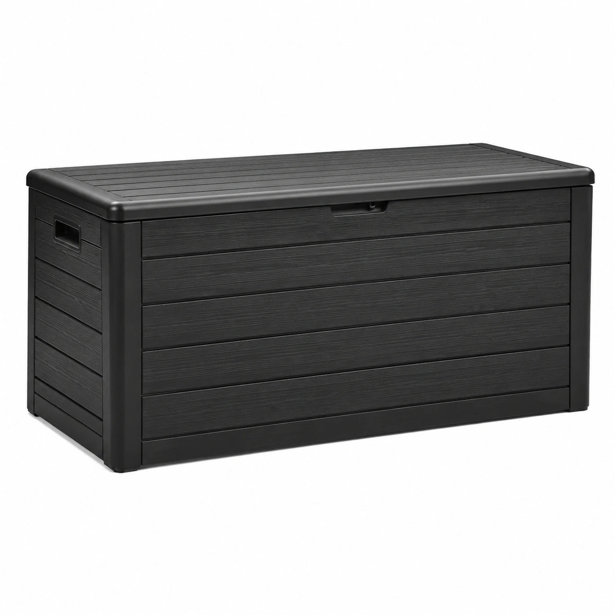 Schwarze Aufbewahrungsbox aus Kunststoff, 120 × 60 × 63 cm, für Garten, Terrasse und Balkon