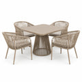5-teiliges Outdoor-Set in Beige mit Tisch 100 x 100 x 75 cm und 4 Armlehnstühlen
