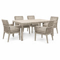 7-teiliges Set in Beige/Taupe mit Aluminiumtisch 200×100×75 cm und 6 Armlehnstühlen