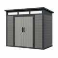 Kunststoff-Gartenhaus 191 × 121 × 176 cm Grau/Schwarz mit Doppeltür und Lichtfenstern